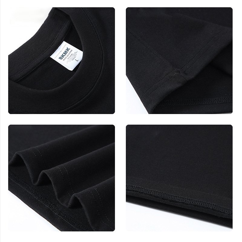 MT2417 T Shirt Manufacturer Custom 280g 100% Cotton Small Tight Neck Black White T-Shirts Men's T-Shirts
