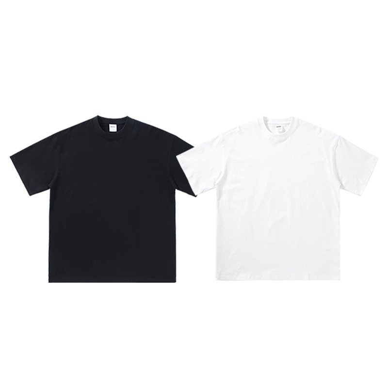 MT2417 T Shirt Manufacturer Custom 280g 100% Cotton Small Tight Neck Black White T-Shirts Men's T-Shirts