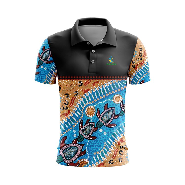 Wholesale Customized 100% Polyester Aborigines Polo Shirts Quick Dry Breathable Indigenous Sublimated Plus Size Men's T-Shirts