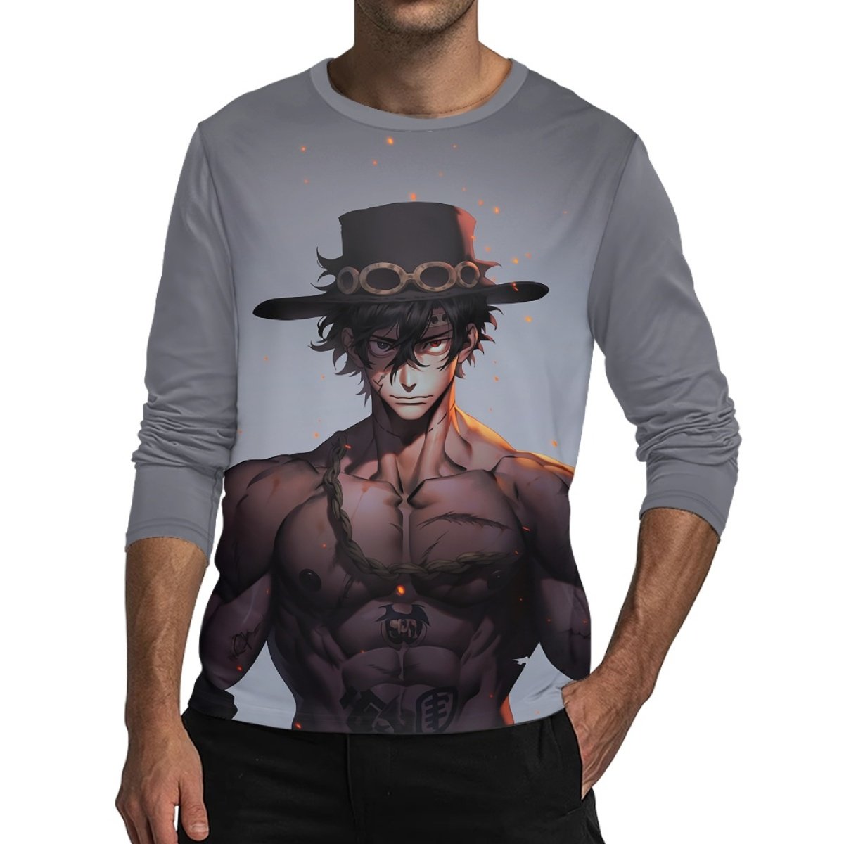 Unique New Product Custom Printing Cozy Men's Long Sleeve T Shirt Print Japanese Anime Boy Cartoon Animation Peripherals Tee