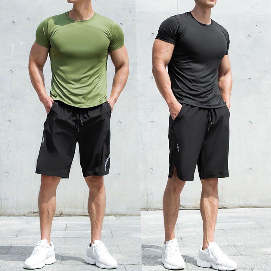 Active Wear Plus Size Men's Athletic T Shirts Shorts Sleeve Light Weight Ice Modal Workout Basic Sport Gym T-shirts For Men