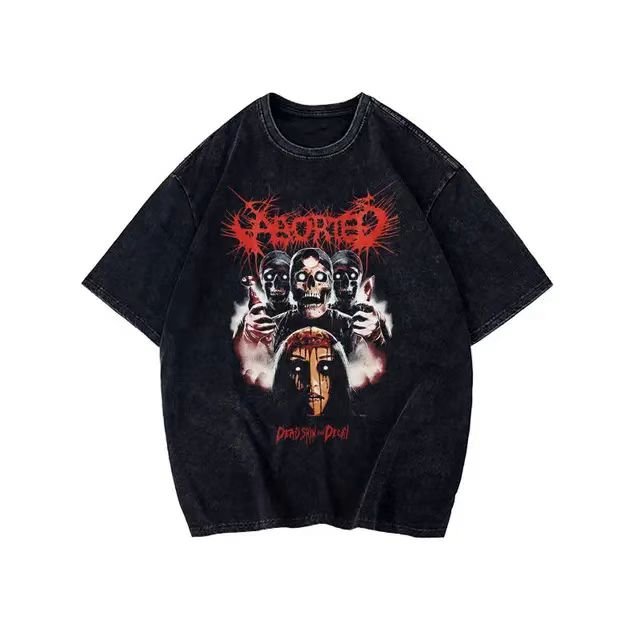 High Quality 100% Cotton Men's Acid Washed T-Shirt Custom Logo Design Oversized Drop Shoulder Print Pattern