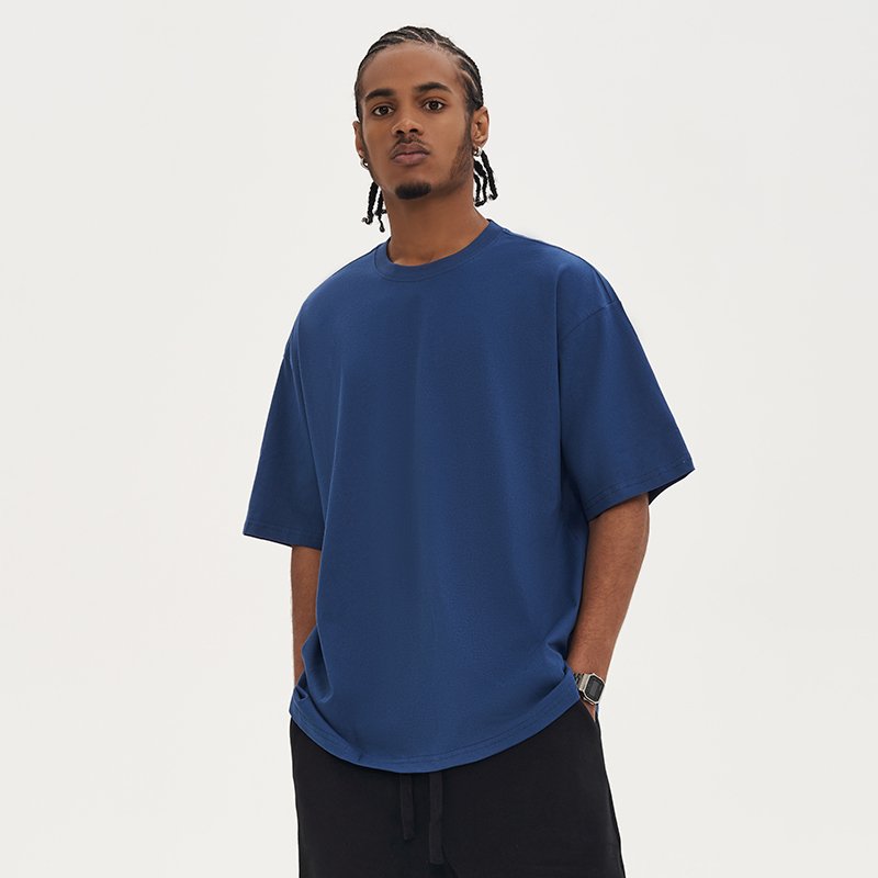 Spring and summer new 220Grams pure cotton scheme men's short sleeved men's T-shirt solid color loose fashion top