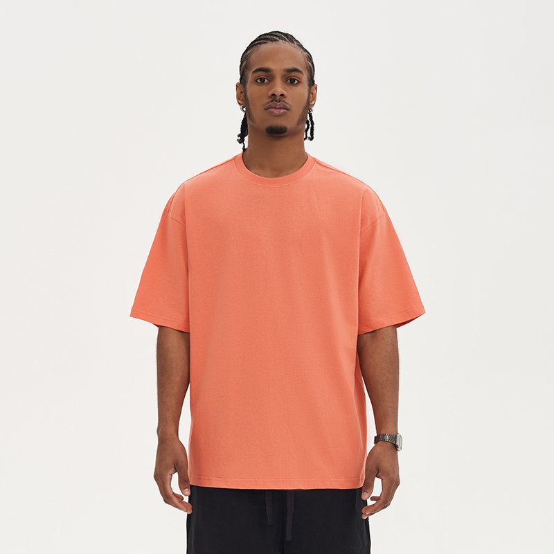 Spring and summer new 220Grams pure cotton scheme men's short sleeved men's T-shirt solid color loose fashion top