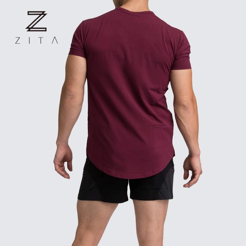 Custom Spandex Short Sleeve Light Weight Breathable Scoop Bottom Muscle Fitness bodybuilding Mens Gym Quick Dry T Shirt