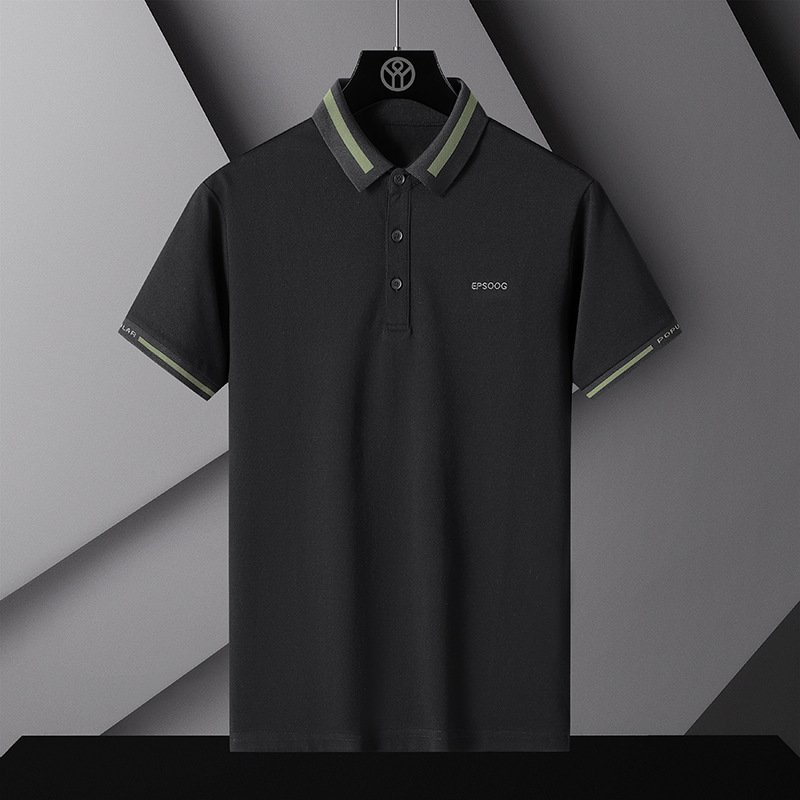 New POLO shirt men's short sleeve simple thin ice silk fashion lapel T-shirt business casual shirt