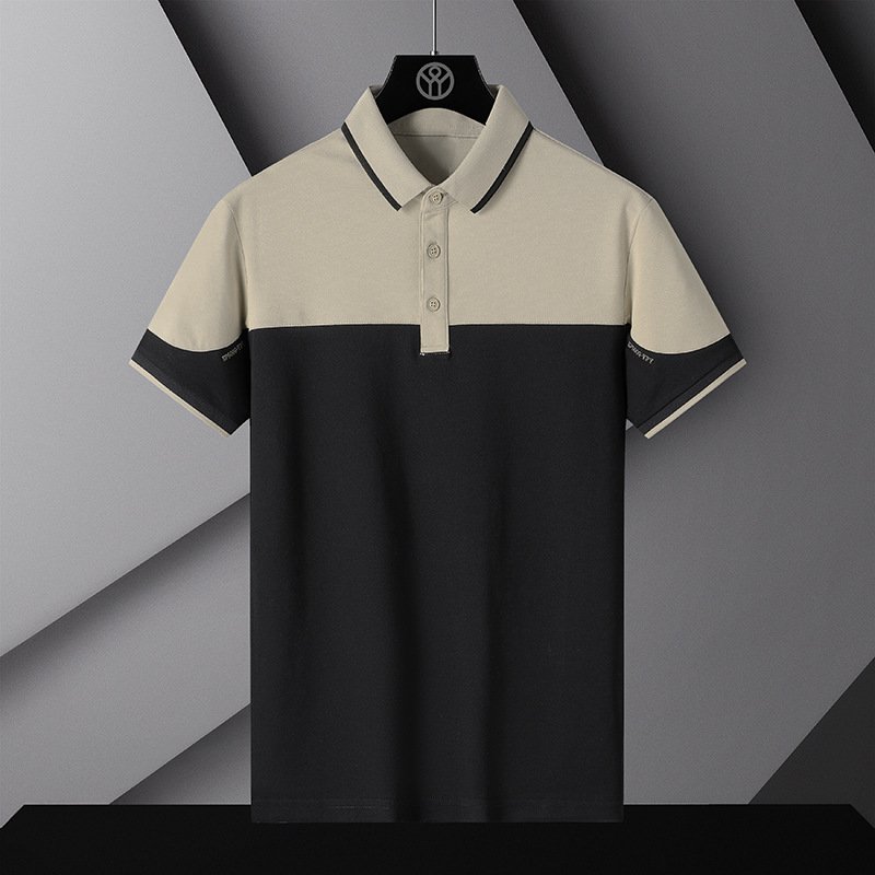 New POLO shirt men's short sleeve simple thin ice silk fashion lapel T-shirt business casual shirt