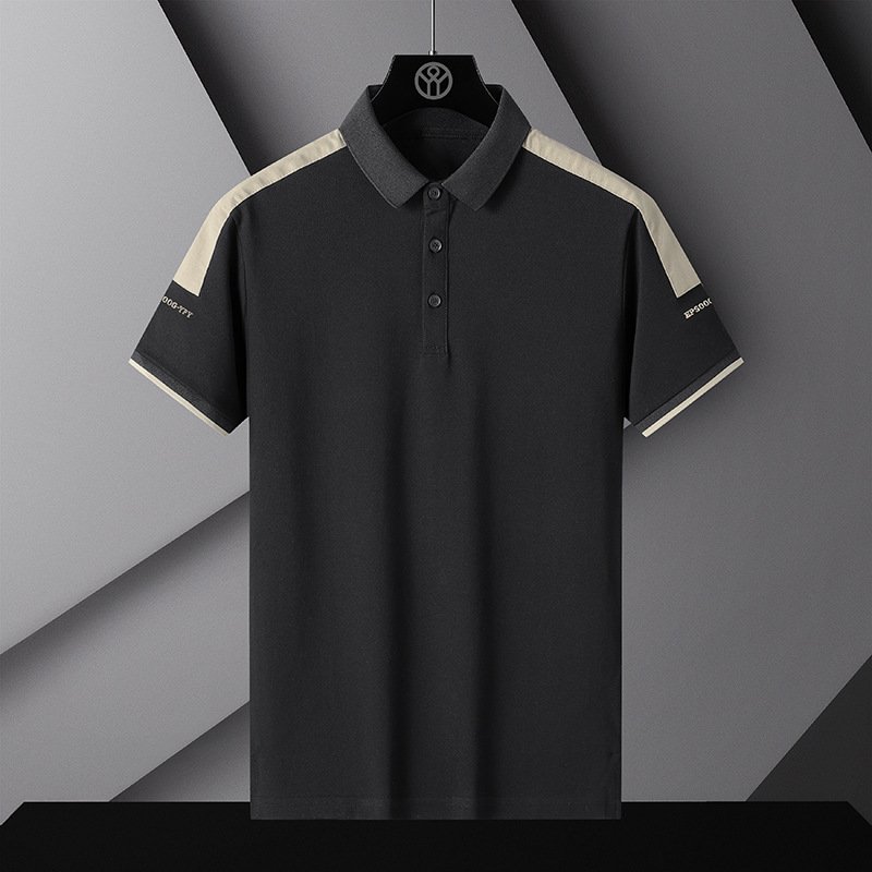 New POLO shirt men's short sleeve simple thin ice silk fashion lapel T-shirt business casual shirt