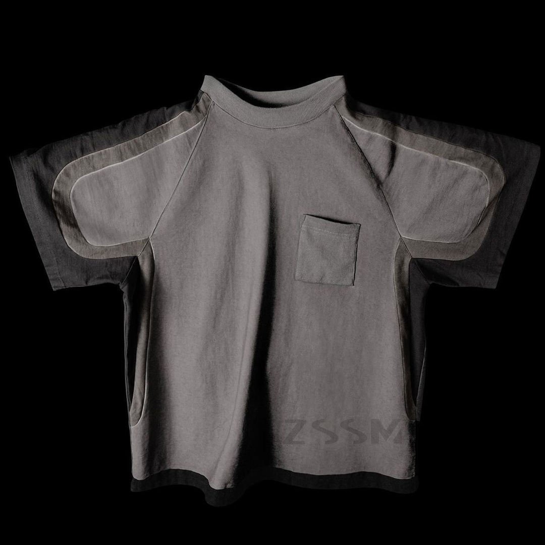 Custom High Quality Tee Contrast Fabric Design 100% Cotton Color Block Ribbing Pocket Crew Neck Men's T-shirts