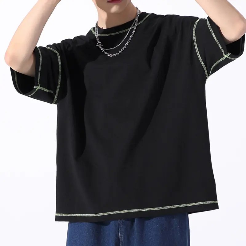 Cut and Sew Manufacturer Boxy fit t shirt o neck T Shirts contrast stitched men t shirt