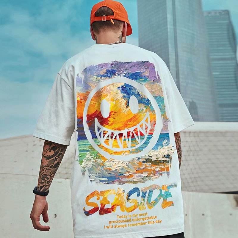 High Quality Chinese Lucky Print Short Sleeve T-shirt Summer Hip Hop Casual Plus Size Mens Graphic T-shirts for Men