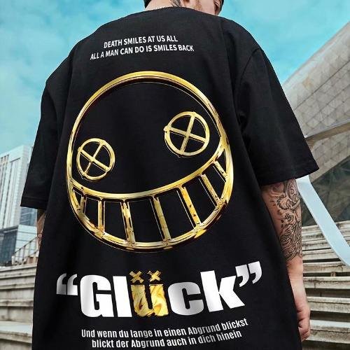 High Quality Chinese Lucky Print Short Sleeve T-shirt Summer Hip Hop Casual Plus Size Mens Graphic T-shirts for Men