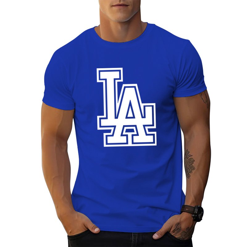 Hot selling high quality men t-shirt gym American fashion LA letter graphic t shirts print cotton Breathable men's t-shirts