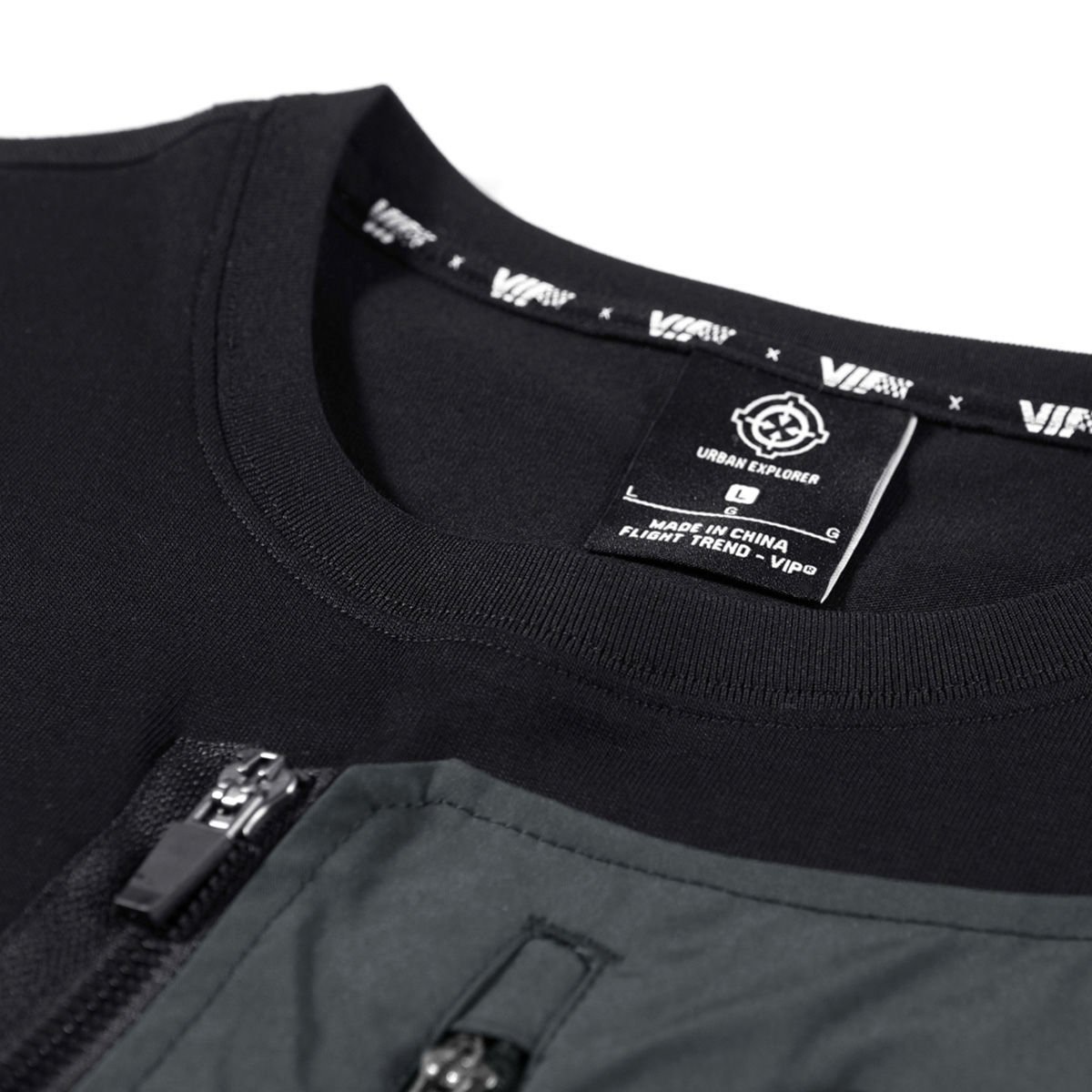 hot sale oversize patchwork tops multi pocket cotton Men's T-Shirts
