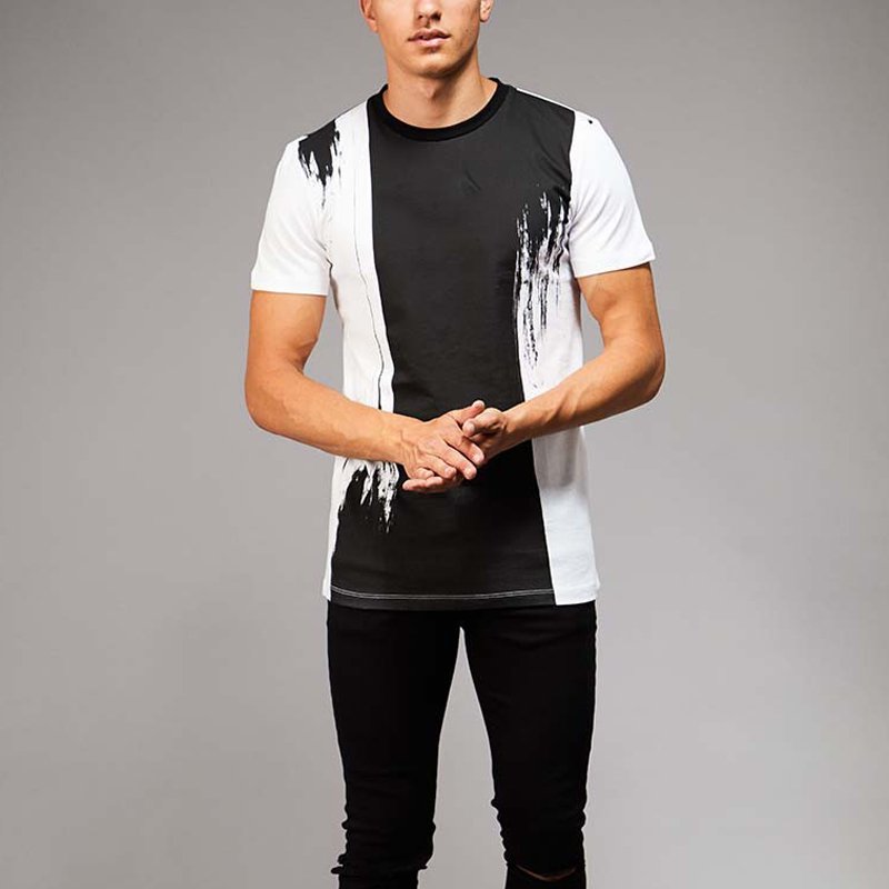 Italy manufacturers men's clothing v neck t shirts 100% cotton with short sleeves solid blue color 2023