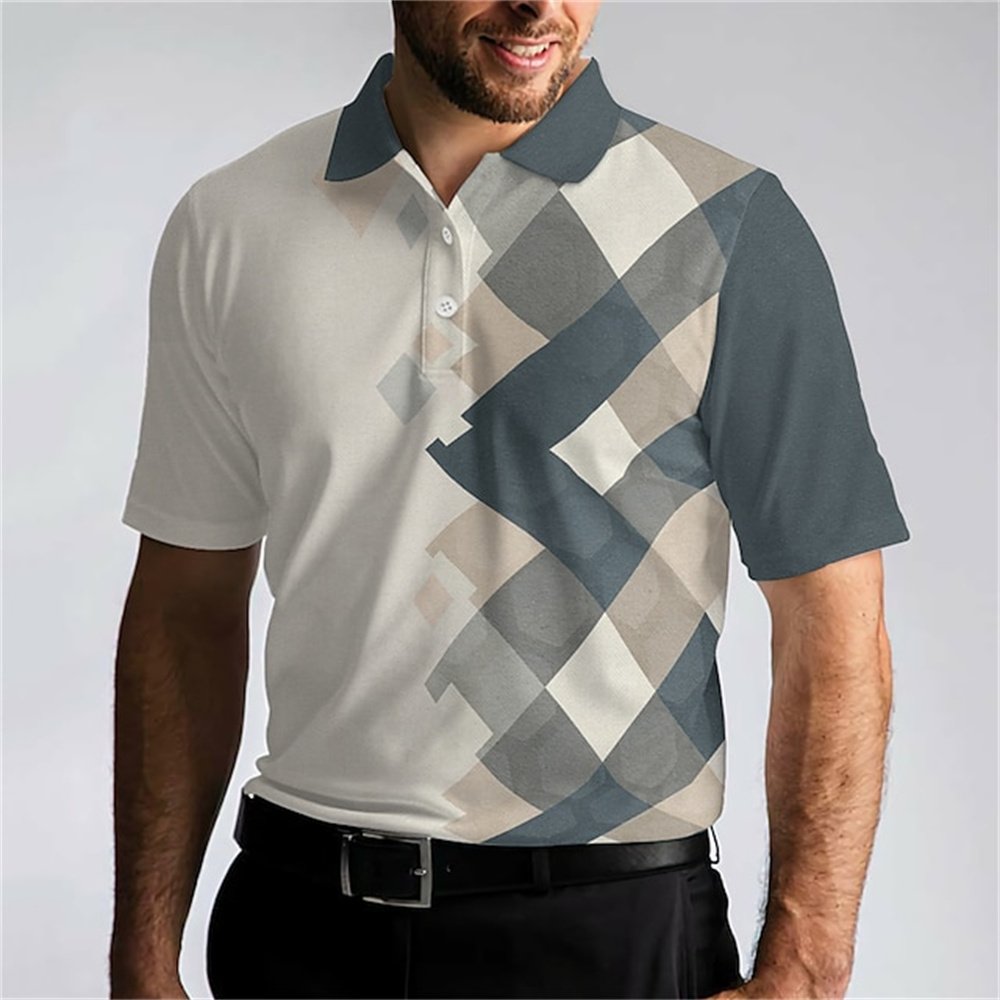 Summer Man Golf Shirts 3d Geometry Print Men's Sport Shirt Everyday Male Oversized Tees Top Clothing Holiday Casual Short Sleeve