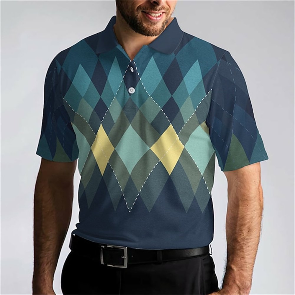Summer Man Golf Shirts 3d Geometry Print Men's Sport Shirt Everyday Male Oversized Tees Top Clothing Holiday Casual Short Sleeve