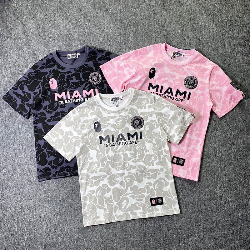 High Quality Letter Printing Bathing Ape Shirt Fashion Designer T-Shirt Men Trendy Loose Printed bapees T shirt with Hot Sell