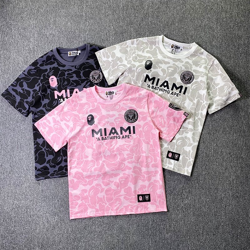 High Quality Letter Printing Bathing Ape Shirt Fashion Designer T-Shirt Men Trendy Loose Printed bapees T shirt with Hot Sell