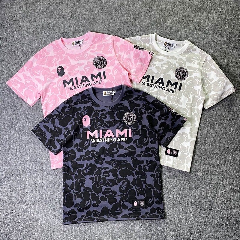 High Quality Letter Printing Bathing Ape Shirt Fashion Designer T-Shirt Men Trendy Loose Printed bapees T shirt with Hot Sell