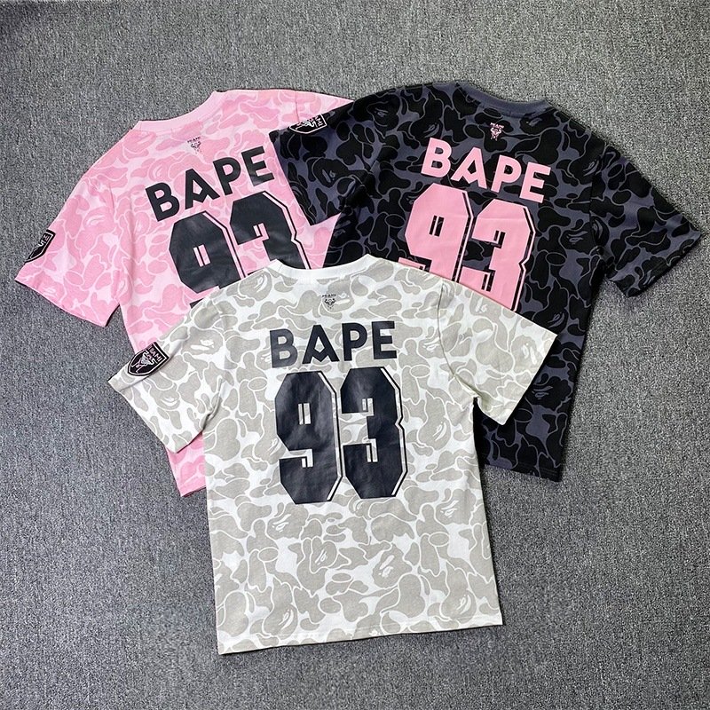 High Quality Letter Printing Bathing Ape Shirt Fashion Designer T-Shirt Men Trendy Loose Printed bapees T shirt with Hot Sell