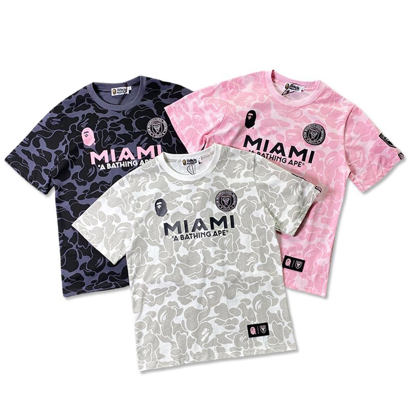 High Quality Letter Printing Bathing Ape Shirt Fashion Designer T-Shirt Men Trendy Loose Printed bapees T shirt with Hot Sell