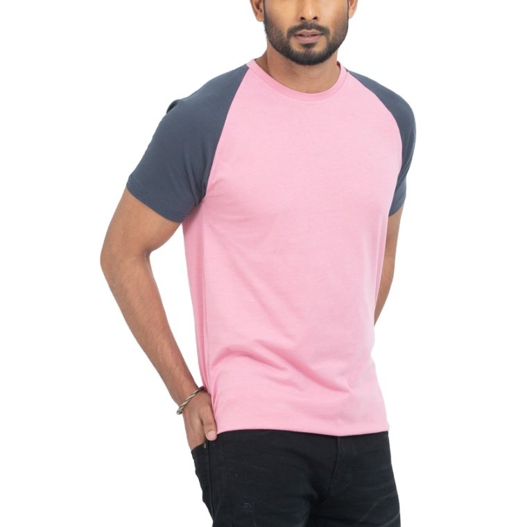 Raglan sleeve two color stitching sports breathable comfortable cotton fabric men t shirt. made in Bangladesh