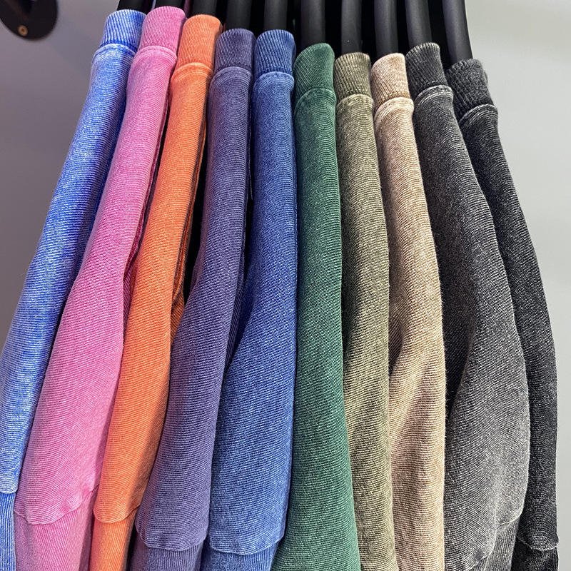 Custom Cut And Sew T Shirt 100% Cotton Acid Washed Vintage T-shirt Puff Printing Heavyweight Plus Size Men Oversize T-shirt