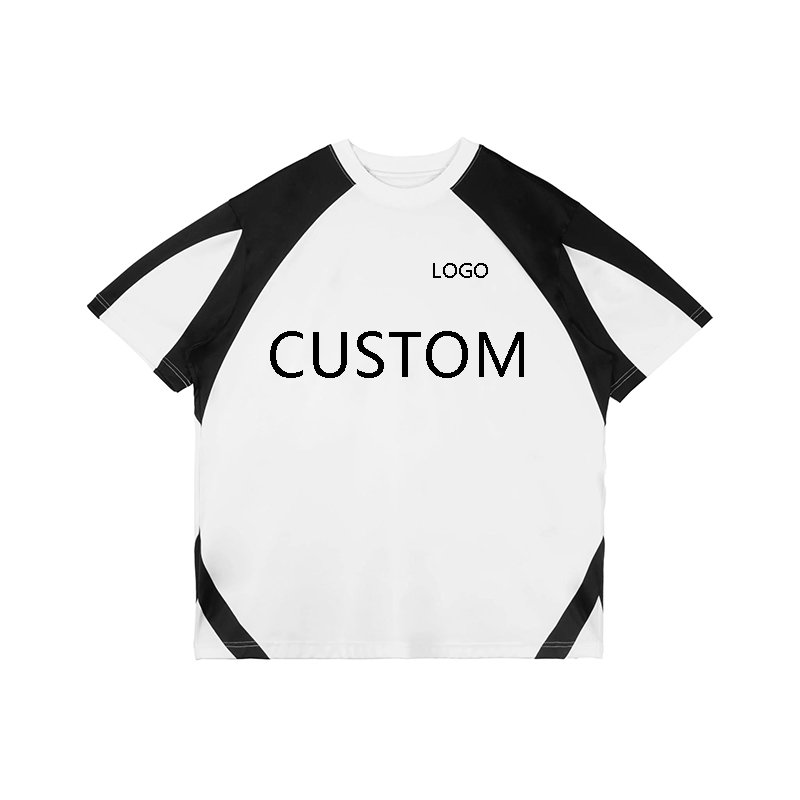 Summer Off Shoulder Plus Size T Shirt Patchwork Heavy Weight Short Sleeve Loose Men's T-Shirt