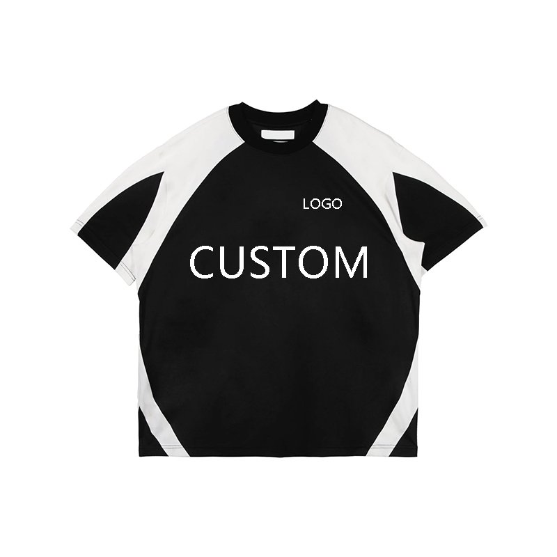 Summer Off Shoulder Plus Size T Shirt Patchwork Heavy Weight Short Sleeve Loose Men's T-Shirt