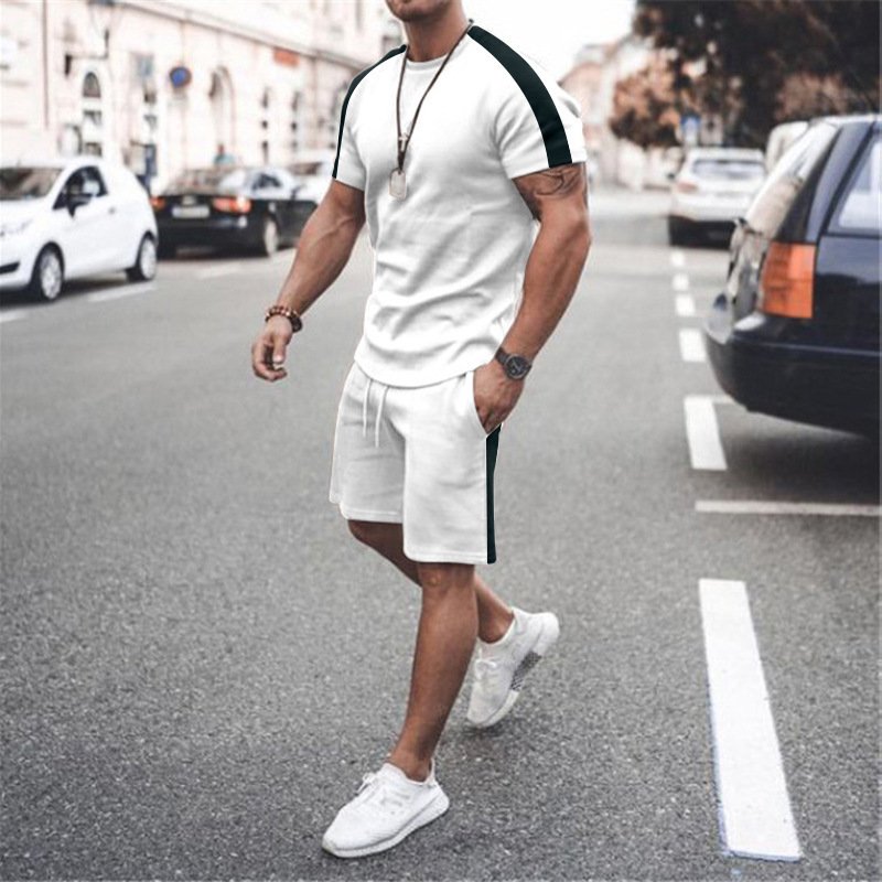 Trendy Oversized Men's Sportswear Breathable Casual Print Terry Tracksuit Short Sets for Spring Washed 2 Pcs Mens Shorts Shirt