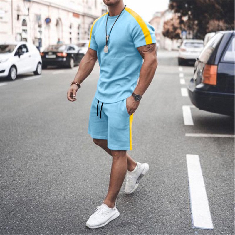 Trendy Oversized Men's Sportswear Breathable Casual Print Terry Tracksuit Short Sets for Spring Washed 2 Pcs Mens Shorts Shirt