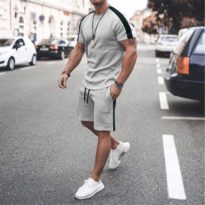 Trendy Oversized Men's Sportswear Breathable Casual Print Terry Tracksuit Short Sets for Spring Washed 2 Pcs Mens Shorts Shirt