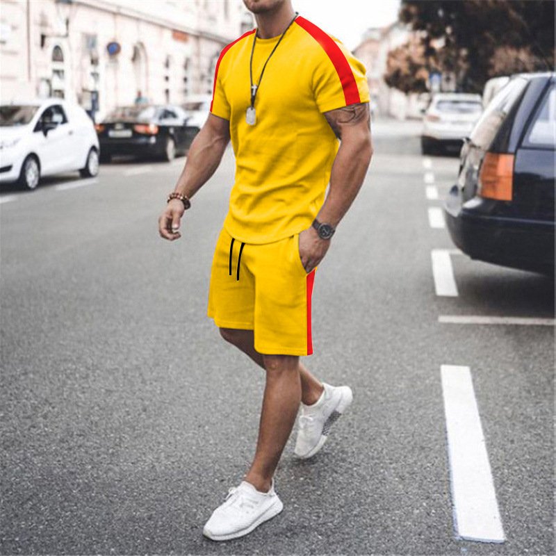 Trendy Oversized Men's Sportswear Breathable Casual Print Terry Tracksuit Short Sets for Spring Washed 2 Pcs Mens Shorts Shirt