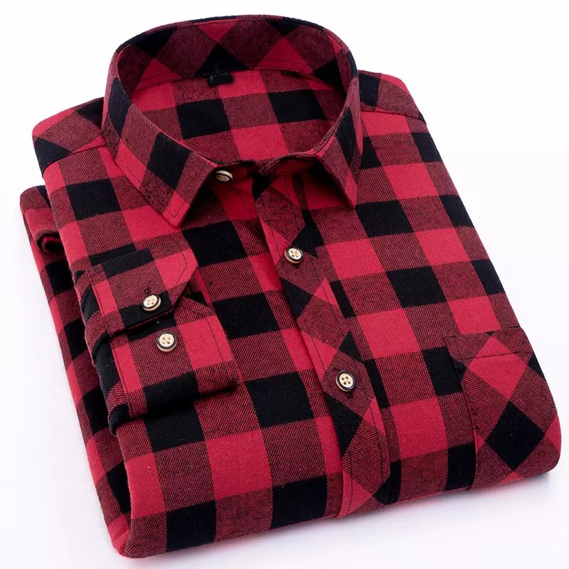 New Fashion 9XL Blue Casual Check Shirt England Style Stand Collar Polo T Shirts Plaid Long Sleeve Plus Size Men's Shirts