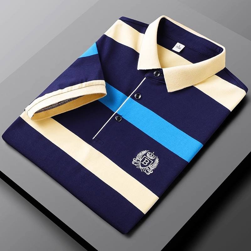 Wholesale 2024 Summer Customized Polo Shirts for Men's Fashion Clothing High end Cotton Striped Men's Polo Shirts
