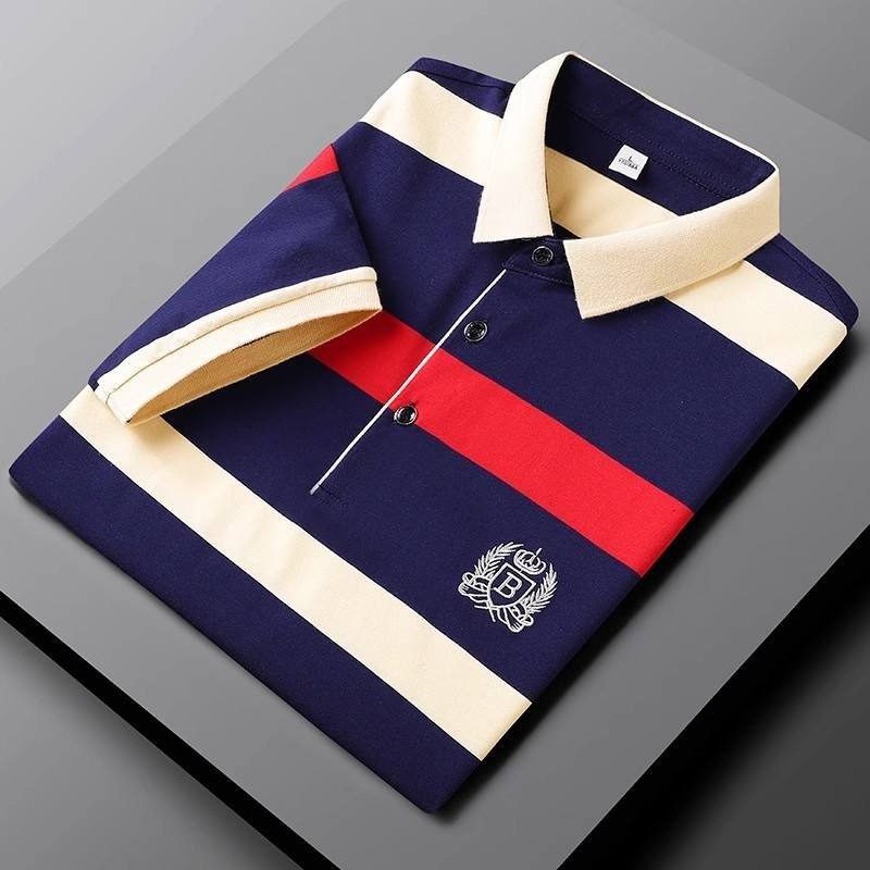 Wholesale 2024 Summer Customized Polo Shirts for Men's Fashion Clothing High end Cotton Striped Men's Polo Shirts