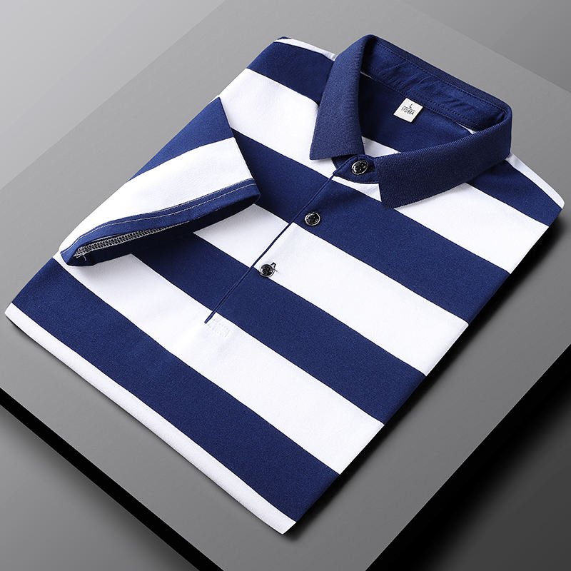 Wholesale 2024 Summer Customized Polo Shirts for Men's Fashion Clothing High end Cotton Striped Men's Polo Shirts