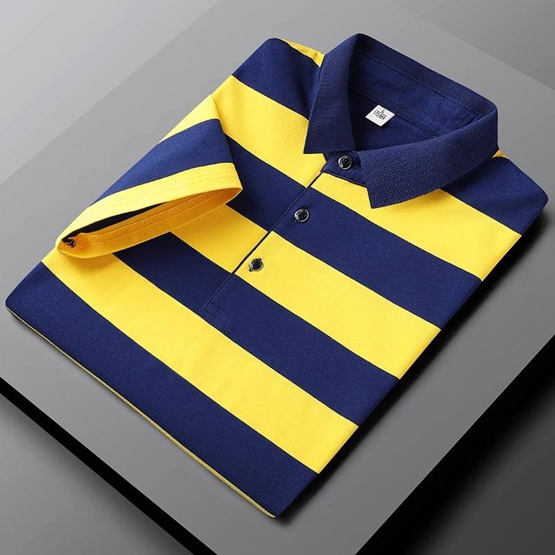 Wholesale 2024 Summer Customized Polo Shirts for Men's Fashion Clothing High end Cotton Striped Men's Polo Shirts