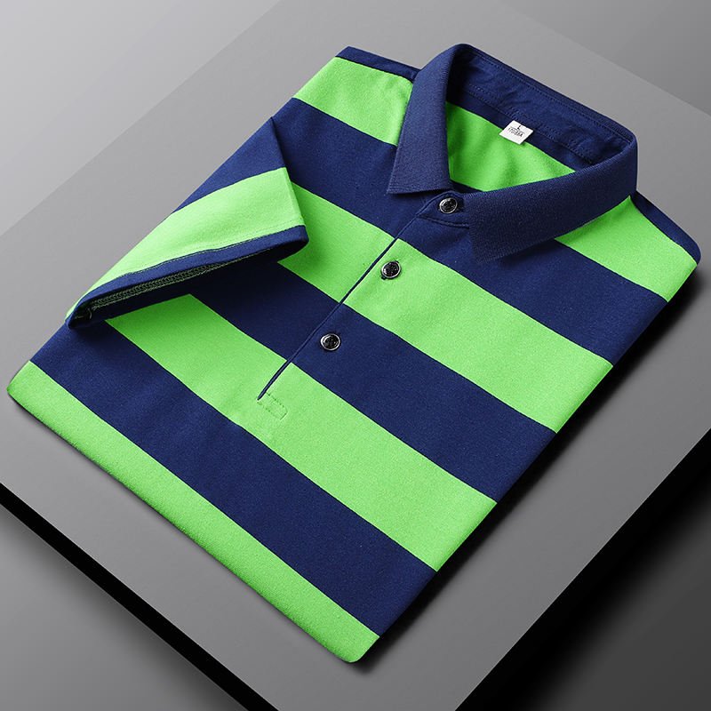 Wholesale 2024 Summer Customized Polo Shirts for Men's Fashion Clothing High end Cotton Striped Men's Polo Shirts