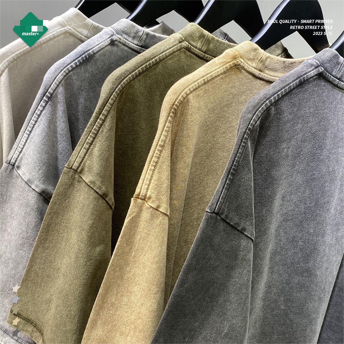 High Quality Custom Unisex 270g Plus Size Heavyweight Blank Cotton Vintage T shirts For Men Batik Gradient Men's T-shirts