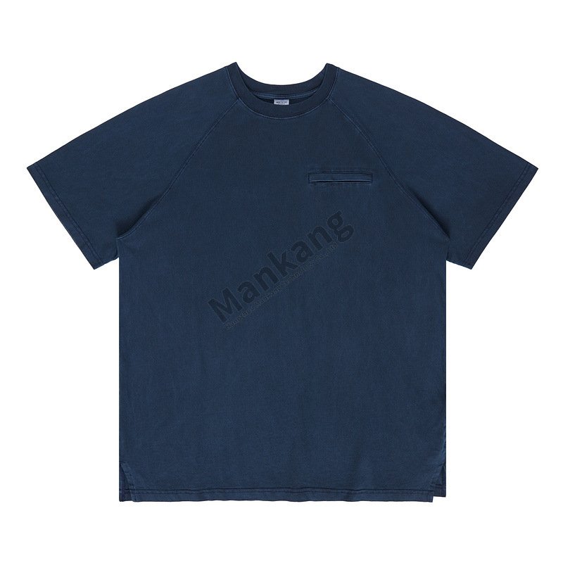 100% Cotton Blank T-Shirt with Zipper Pocket Custom Logo Crew Neck Graphic Men's Solid Color Shirt Loose Men's T-Shirt
