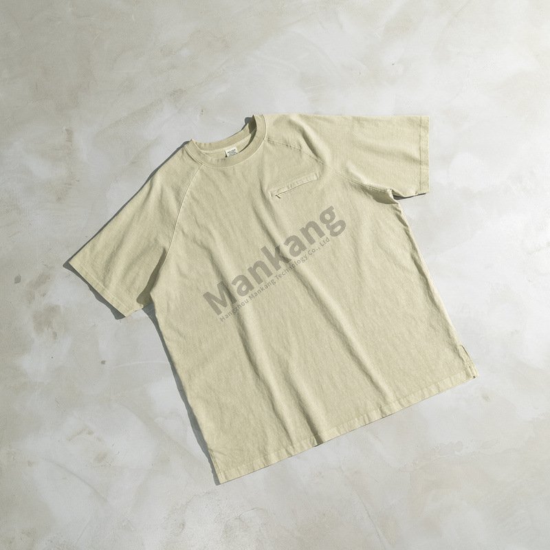 100% Cotton Blank T-Shirt with Zipper Pocket Custom Logo Crew Neck Graphic Men's Solid Color Shirt Loose Men's T-Shirt