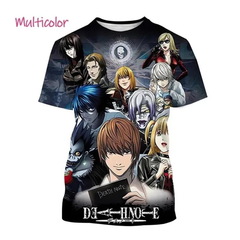 2024 Summer Hot New Animated Death Note 3D Printed Men's T-shirt Japanese Psychological Movie Plus Size Loose Comfortable Top