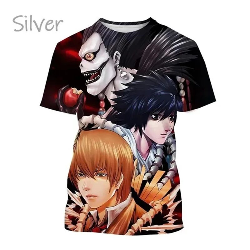 2024 Summer Hot New Animated Death Note 3D Printed Men's T-shirt Japanese Psychological Movie Plus Size Loose Comfortable Top