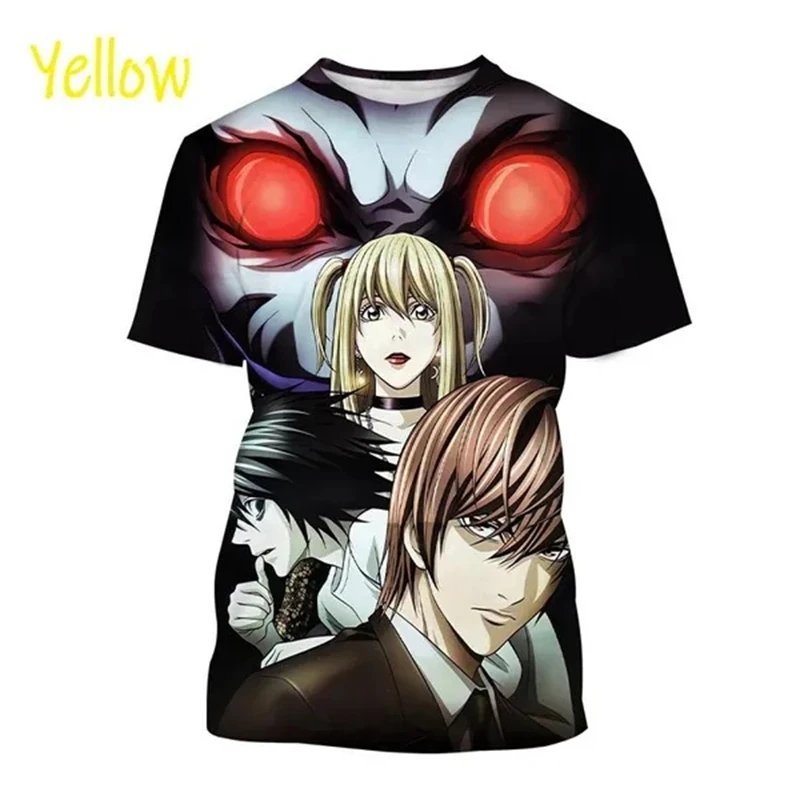 2024 Summer Hot New Animated Death Note 3D Printed Men's T-shirt Japanese Psychological Movie Plus Size Loose Comfortable Top