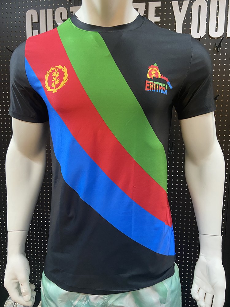 Dropshipping African Eritrea Dashiki Print T Shirt For Men High Quality Polyester Short Sleeve Plain T-shirt Custom T-shirts