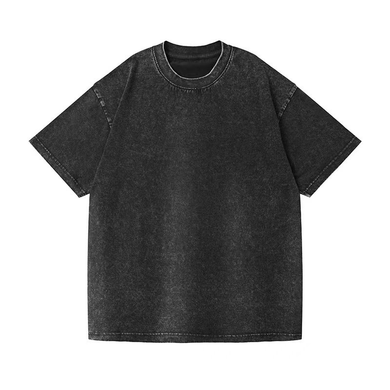 Wholesale Plus size Vintage Acid Washed Blank Men's T-Shirts Custom Heavy Weight 230g Drop Shoulder Oversize Streetwear T-Shirt
