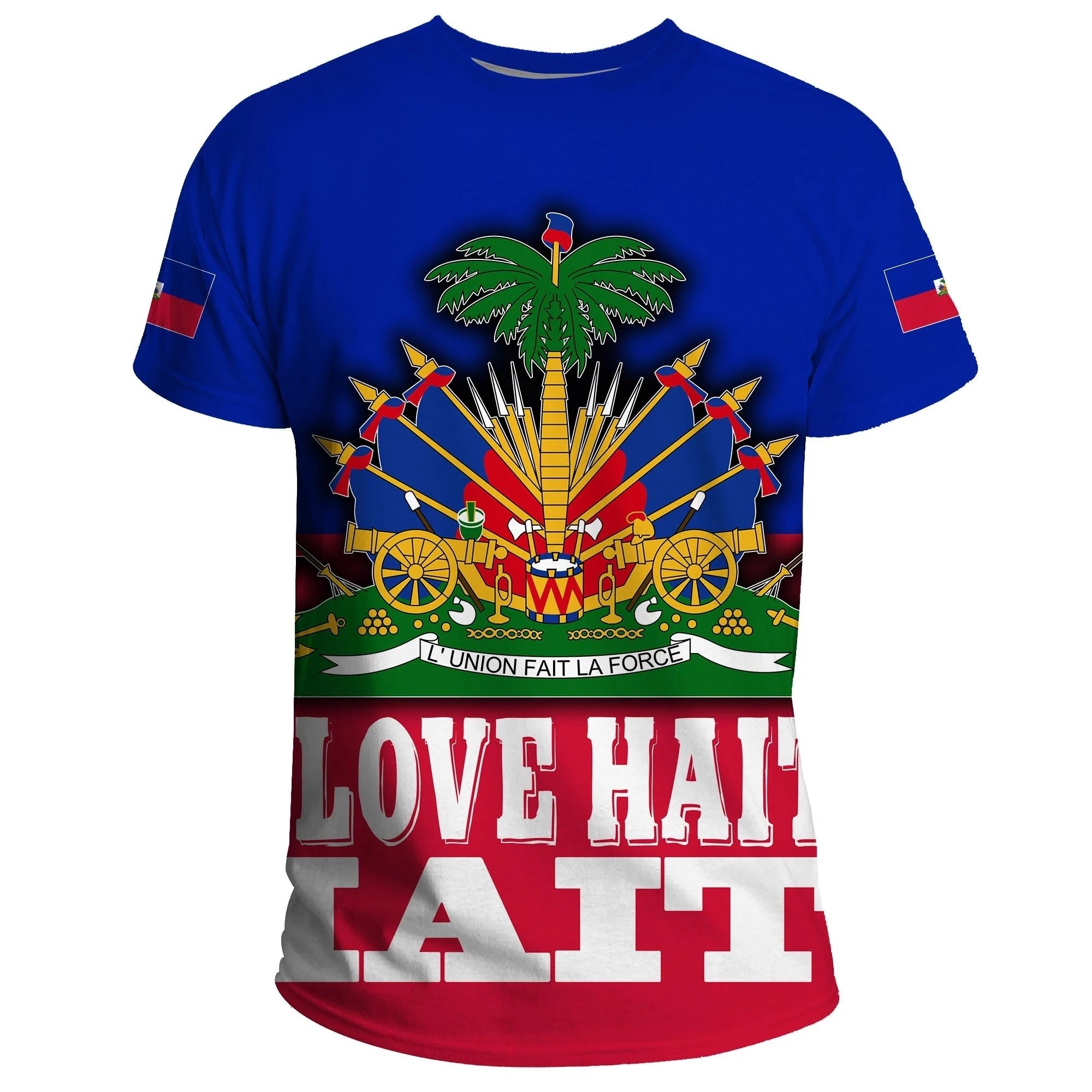 Wholesale Customization Round Neck Haiti Flag Luxury Gym Shirt Summer Comfortable Soft Plus Size Sports Premium T Shirts Loose