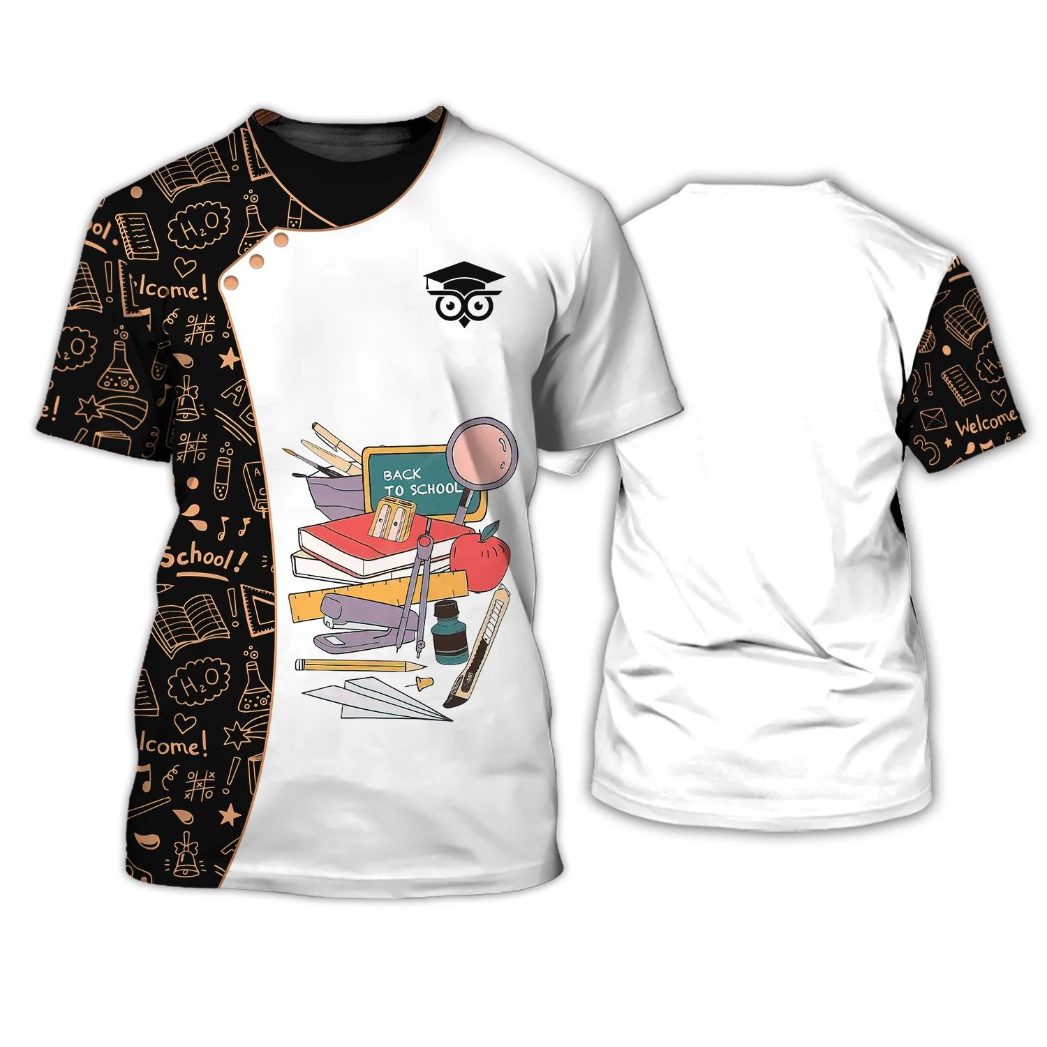 Teacher Uniform Personality Round Neck Short Sleeve T-shirt Tops Custom Name Comfort Quick-drying T-shirt Men Elastic Tops 2024